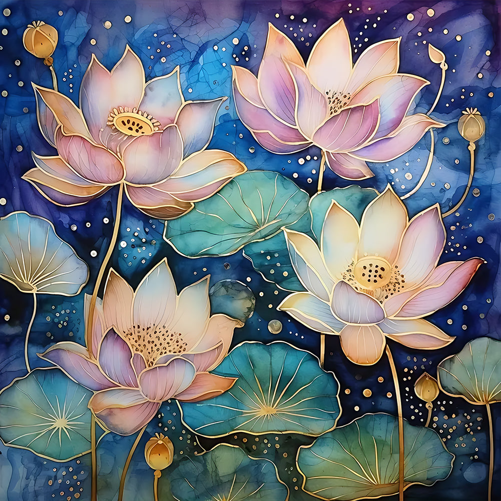 Diamond Painting - Full Round - color lotus (30*30CM)