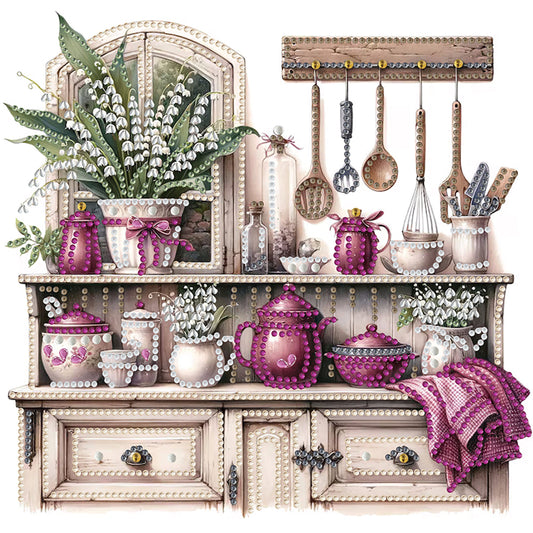 Diamond Painting - Partial Special Shaped - retro cabinets (30*30CM)