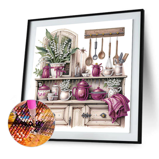 Diamond Painting - Partial Special Shaped - retro cabinets (30*30CM)
