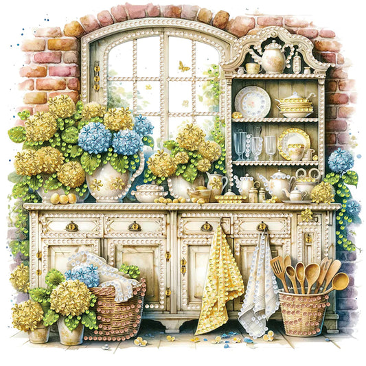 Diamond Painting - Partial Special Shaped - retro cabinets (30*30CM)