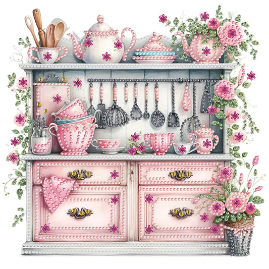Diamond Painting - Partial Special Shaped - retro cabinets (30*30CM)