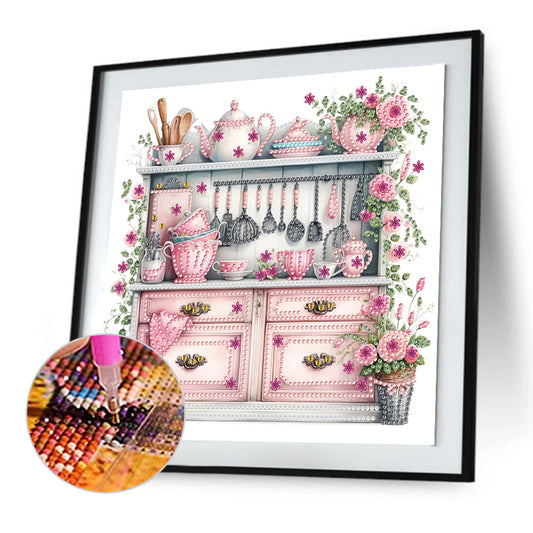 Diamond Painting - Partial Special Shaped - retro cabinets (30*30CM)