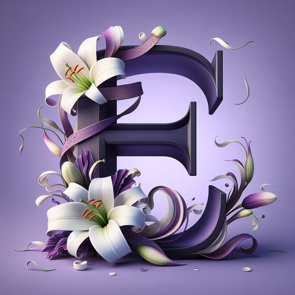 Diamond Painting - Full Round - Lily letter E (40*40CM)