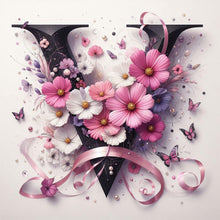 Load image into Gallery viewer, Diamond Painting - Full Round - Daisy Butterfly Letter V (40*40CM)
