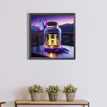 Load image into Gallery viewer, Diamond Painting - Full Round - Fantasy glass bottle butterfly letter H (40*40CM)
