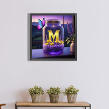 Load image into Gallery viewer, Diamond Painting - Full Round - Fantasy glass bottle butterfly letter M (40*40CM)

