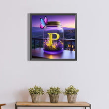 Load image into Gallery viewer, Diamond Painting - Full Round - Fantasy glass bottle butterfly letter P (40*40CM)
