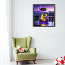 Load image into Gallery viewer, Diamond Painting - Full Round - Fantasy glass bottle butterfly letter P (40*40CM)
