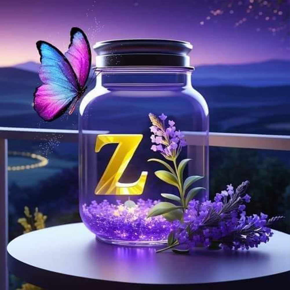 Diamond Painting - Full Round - Fantasy glass bottle butterfly letter Z (40*40CM)