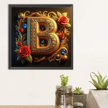 Load image into Gallery viewer, Diamond Painting - Full Round - Rose gold stamping letter B (30*30CM)
