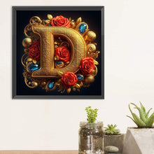 Load image into Gallery viewer, Diamond Painting - Full Round - Rose gold stamping letter D (30*30CM)
