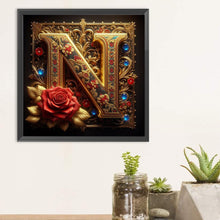 Load image into Gallery viewer, Diamond Painting - Full Round - Rose gold stamping letter N (30*30CM)

