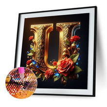 Load image into Gallery viewer, Diamond Painting - Full Round - Rose gold stamping letter U (30*30CM)
