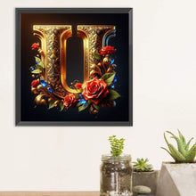 Load image into Gallery viewer, Diamond Painting - Full Round - Rose gold stamping letter U (30*30CM)
