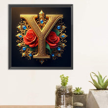 Load image into Gallery viewer, Diamond Painting - Full Round - Rose gold stamping letter Y (30*30CM)
