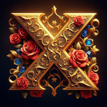 Load image into Gallery viewer, Diamond Painting - Full Round - Rose gold stamping letter X (30*30CM)
