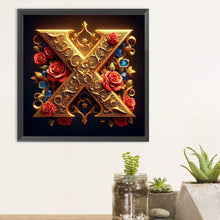 Load image into Gallery viewer, Diamond Painting - Full Round - Rose gold stamping letter X (30*30CM)
