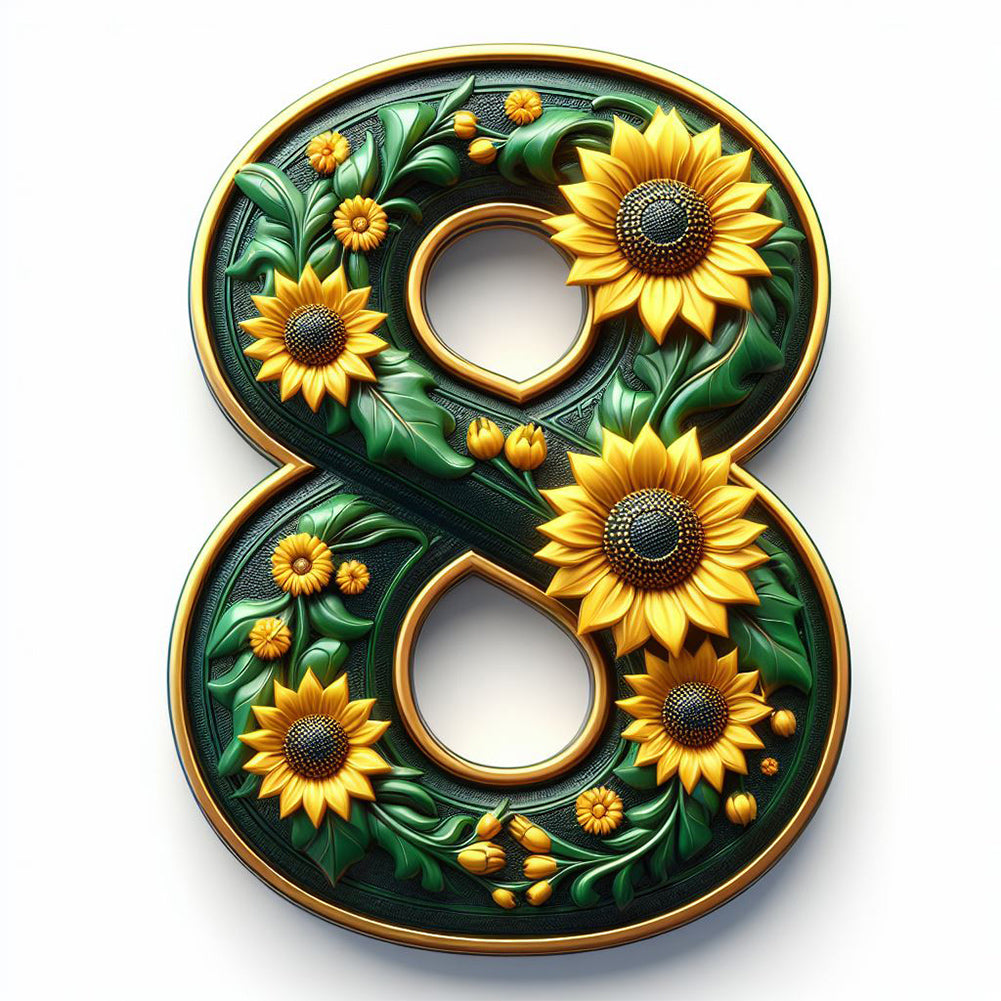 Diamond Painting - Full Round - sunflower number 8 (30*30CM)