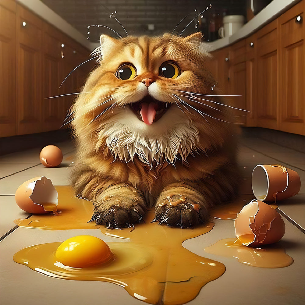 Diamond Painting - Full Round - funny cat (40*40CM)