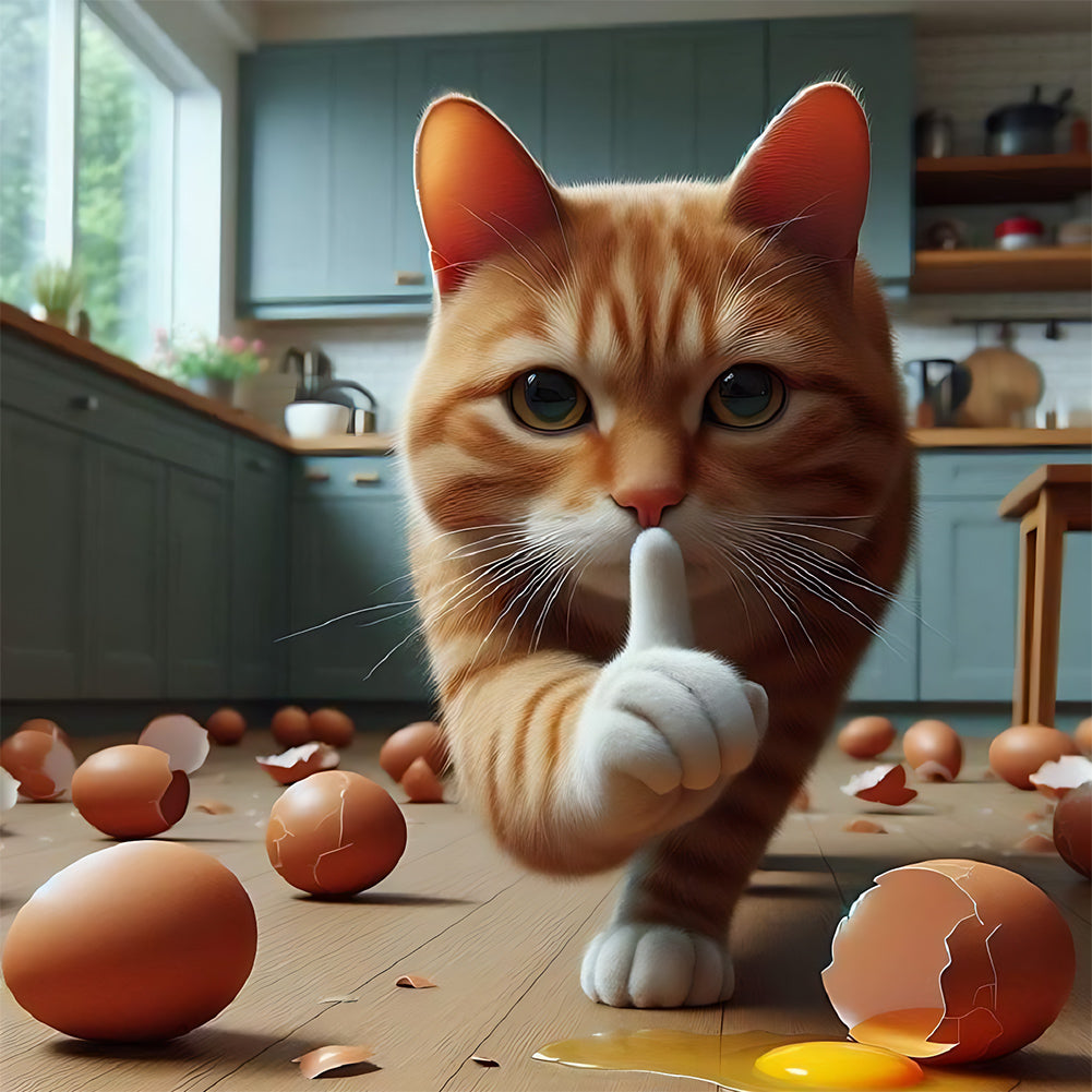 Diamond Painting - Full Round - funny cat (30*30CM)