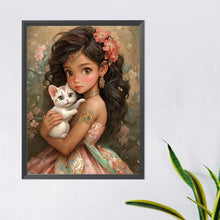 Load image into Gallery viewer, Diamond Painting - Full Round - girl and cat (40*50CM)
