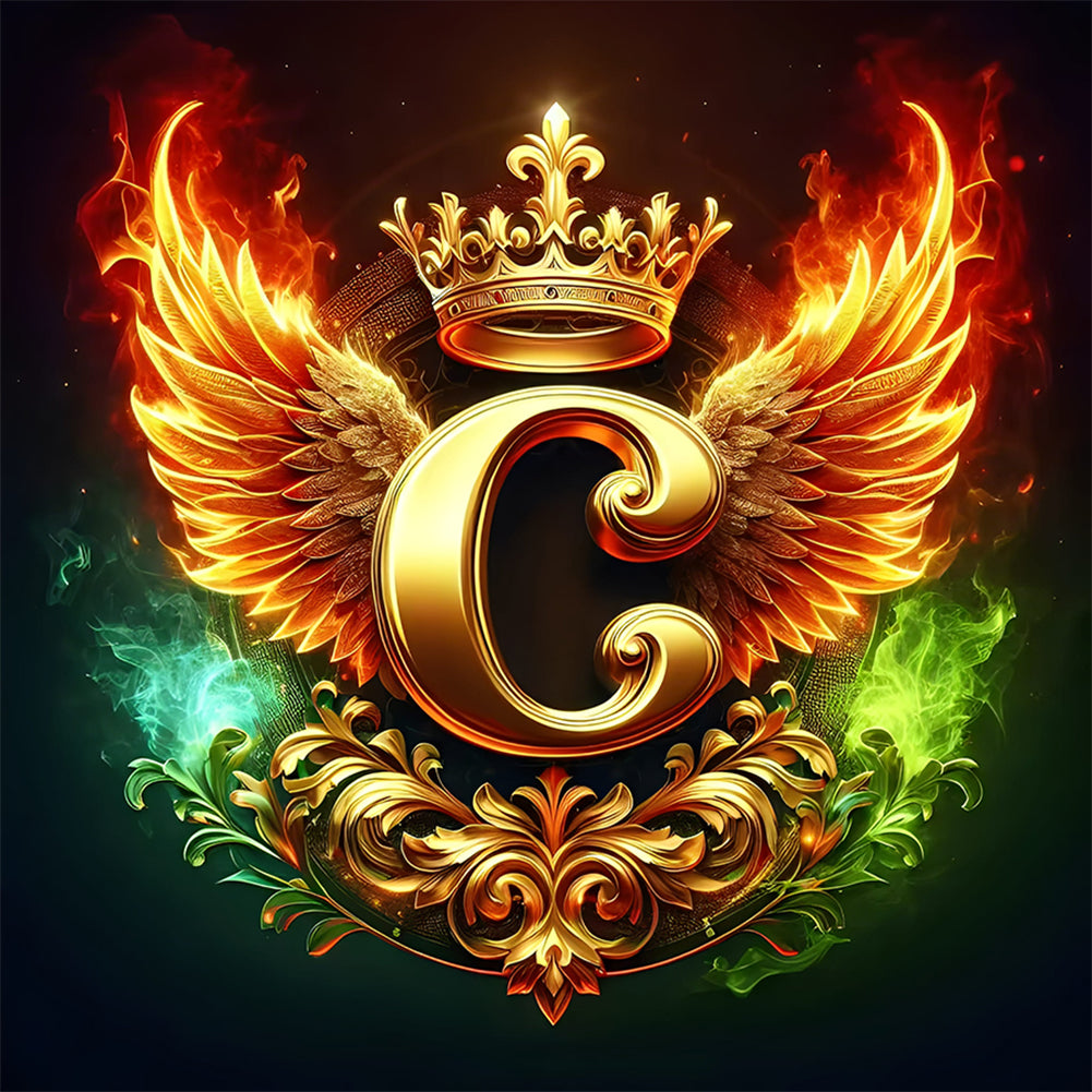 Diamond Painting - Full Round - Feather wings letter C (30*30CM)