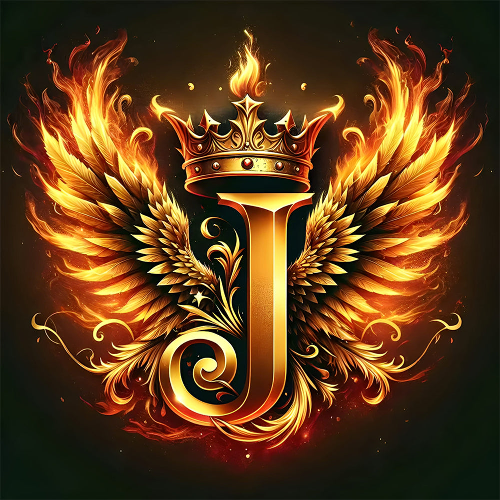 Diamond Painting - Full Round - Feather wings letter J (30*30CM)