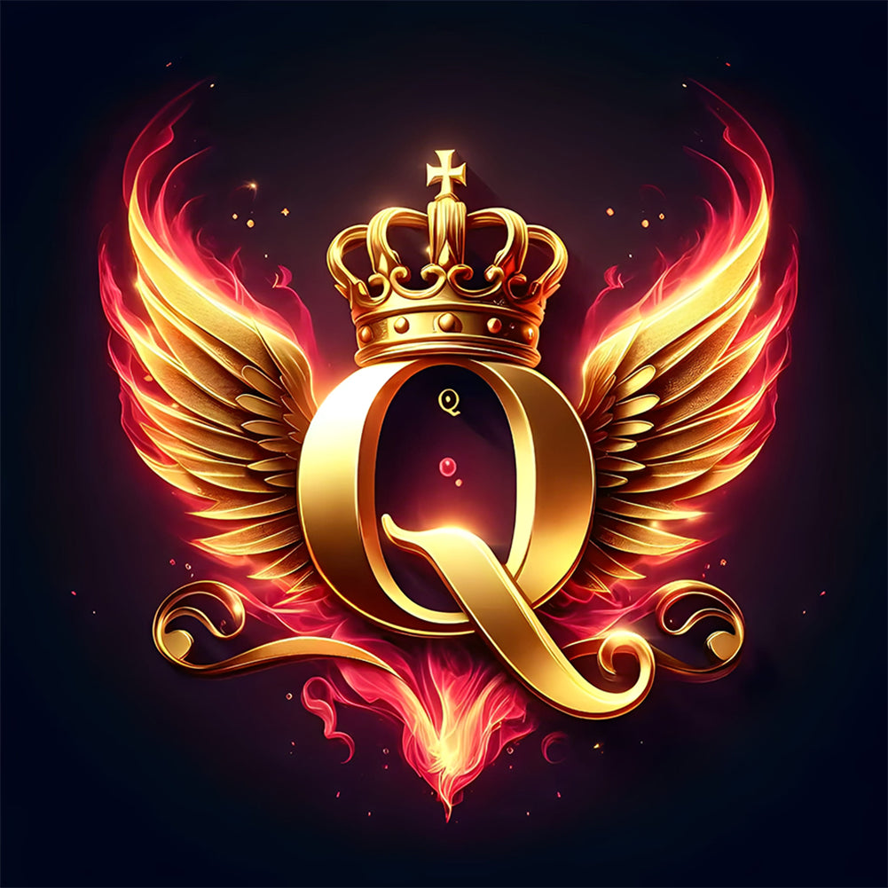 Diamond Painting - Full Round - Feather wings letter Q (30*30CM)