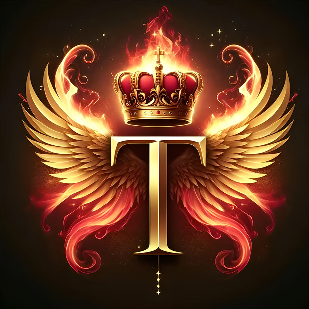 Diamond Painting - Full Round - Feather wings letter T (30*30CM)