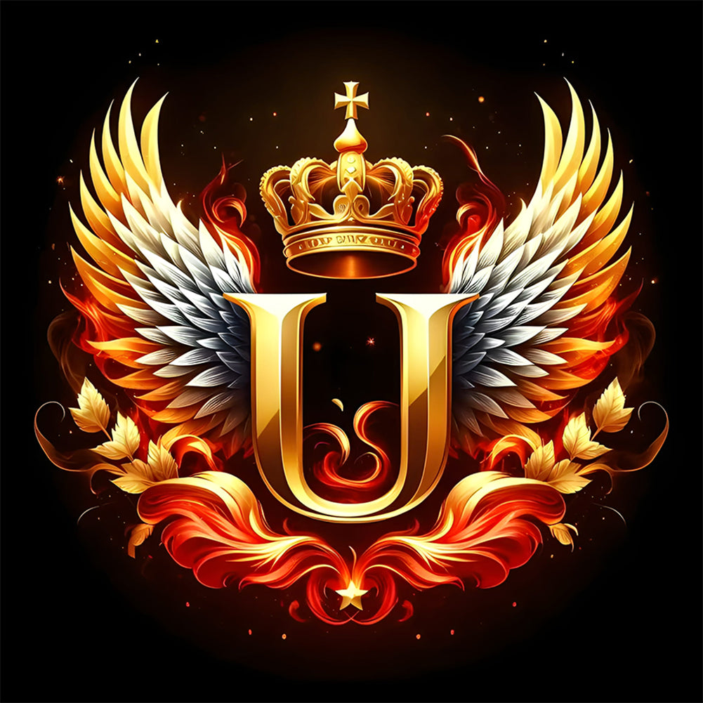 Diamond Painting - Full Round - Feather wings letter U (30*30CM)