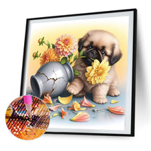 Load image into Gallery viewer, AB Diamond Painting - Full Round - Flowers and Puppy (40*40CM)
