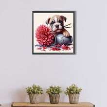 Load image into Gallery viewer, AB Diamond Painting - Full Round - Bulldog puppy with flowers (40*40CM)

