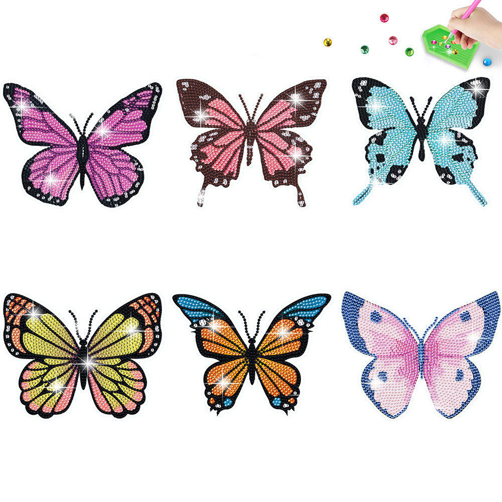 6Pcs Butterfly Diamond Painting Sticker Diamonds Mosaic Stickers (BT608)