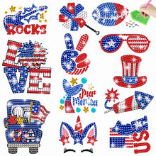 Load image into Gallery viewer, 12/16Pcs Independence Day Elements Diamond Painting Sticker Rhinestone Stickers
