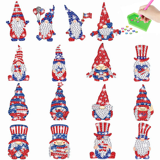 12/16Pcs Independence Day Elements Diamond Painting Sticker Rhinestone Stickers