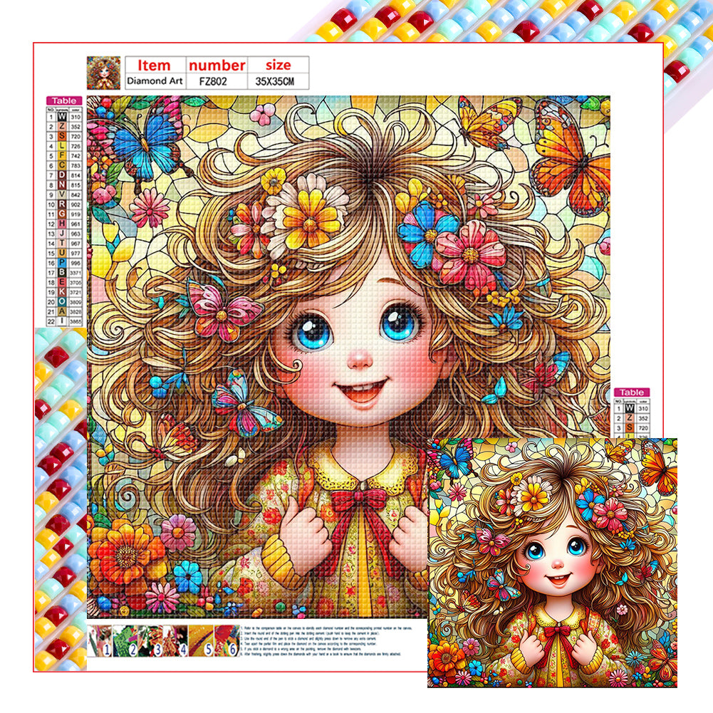 Diamond Painting - Full Square - butterfly flower girl (35*35CM)
