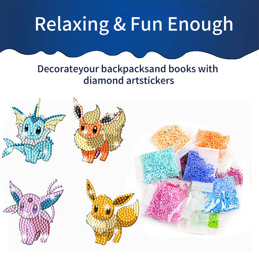 9/12Pcs Pikachu Pokémon Diamond Painting Sticker Cartoon Animal Diamonds Mosaic Stickers