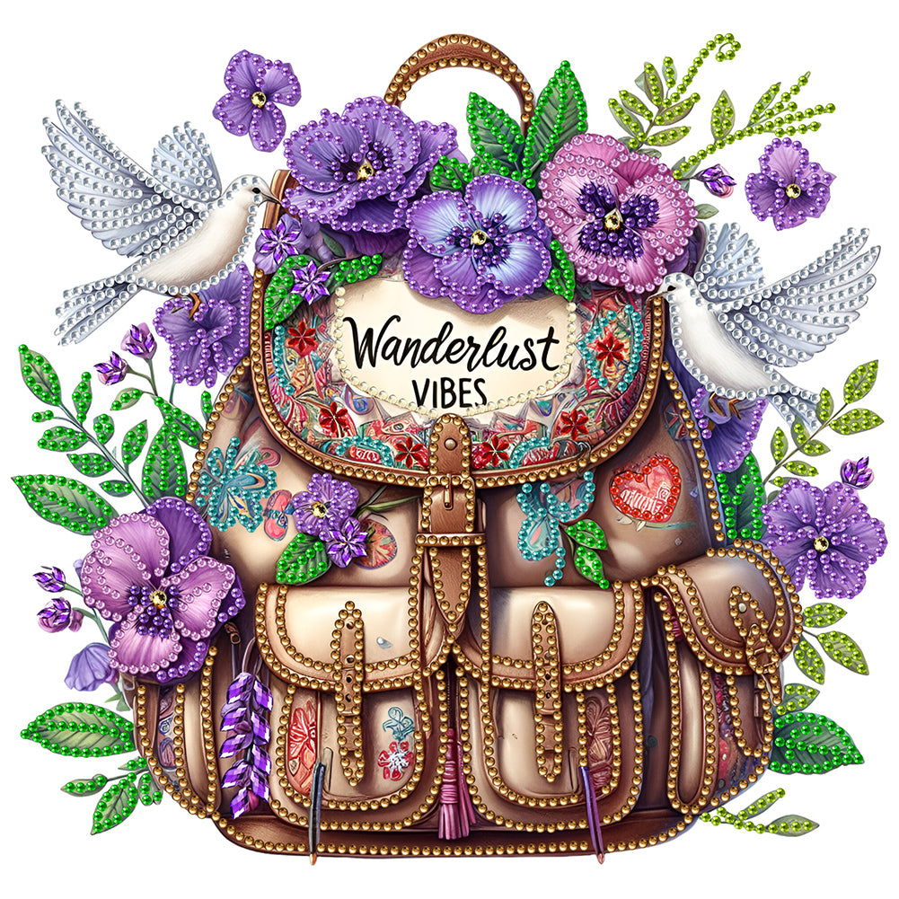 Diamond Painting - Partial Special Shaped - school bag and flowers (30*30CM)