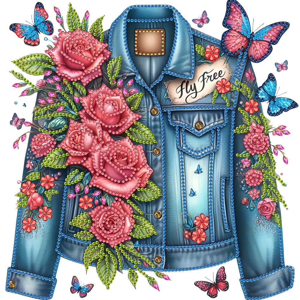 Diamond Painting - Partial Special Shaped - Denim and roses (30*30CM)