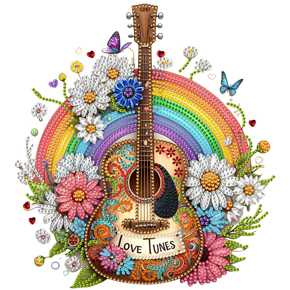 Diamond Painting - Partial Special Shaped - guitar and rainbow (30*30CM)