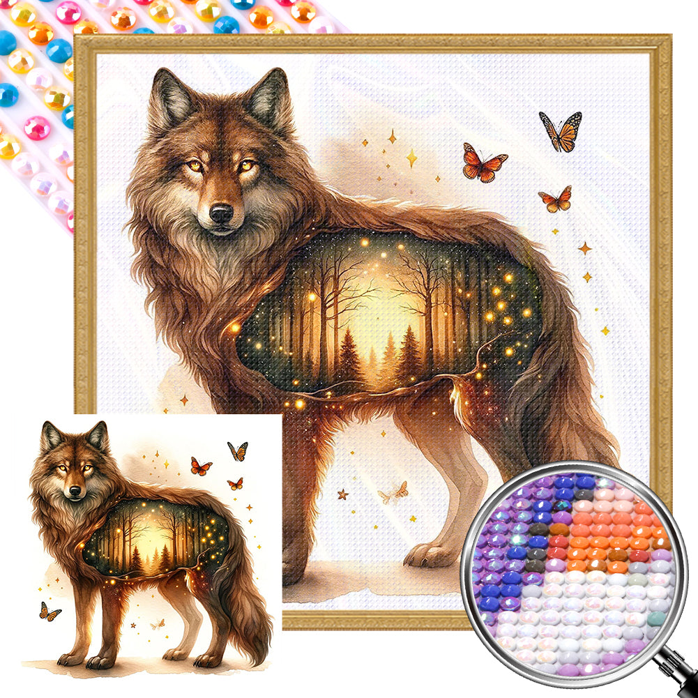 AB Diamond Painting - Full Round - fluorescent wolf (30*30CM)