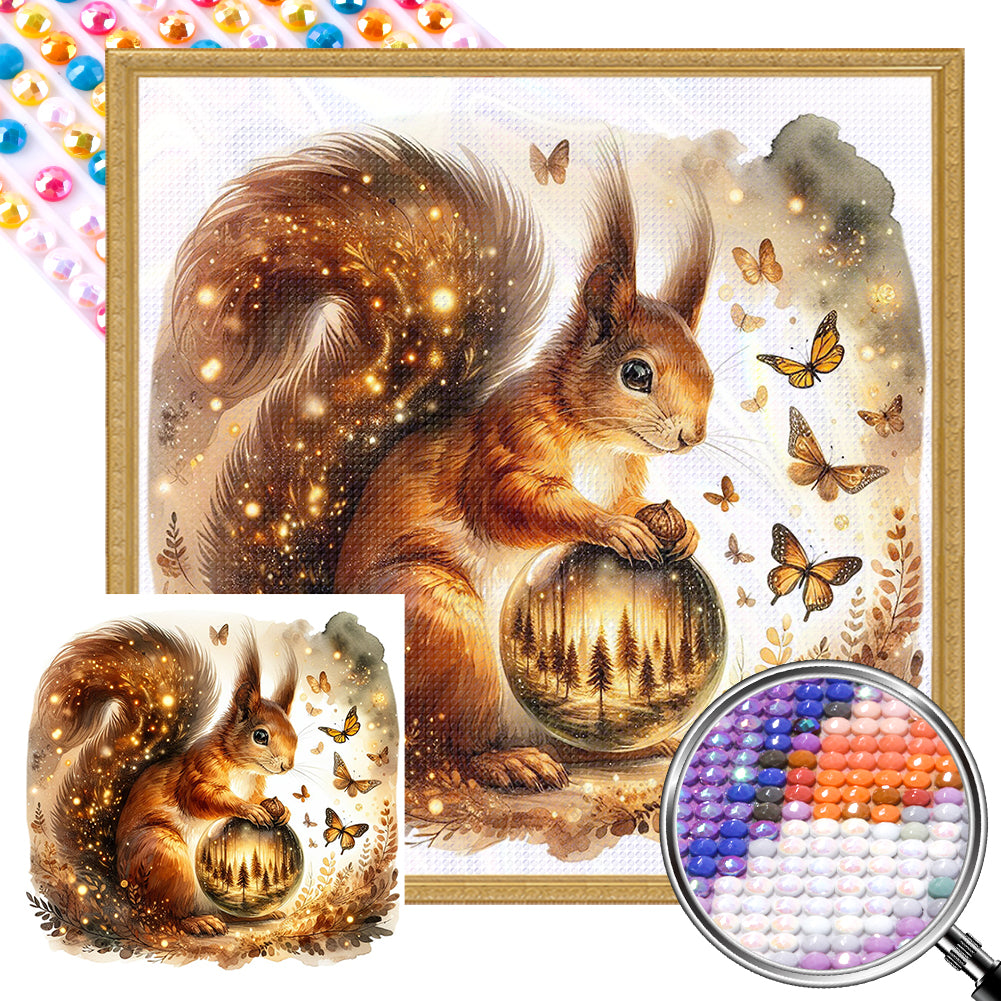 AB Diamond Painting - Full Round - fluorescent squirrel (30*30CM)