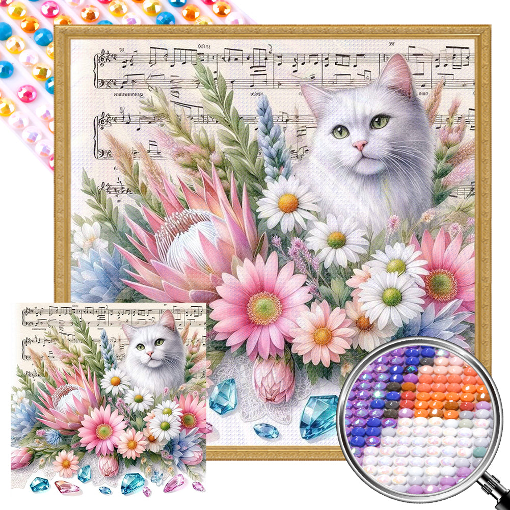 AB Diamond Painting - Full Round - white cat (40*40CM)