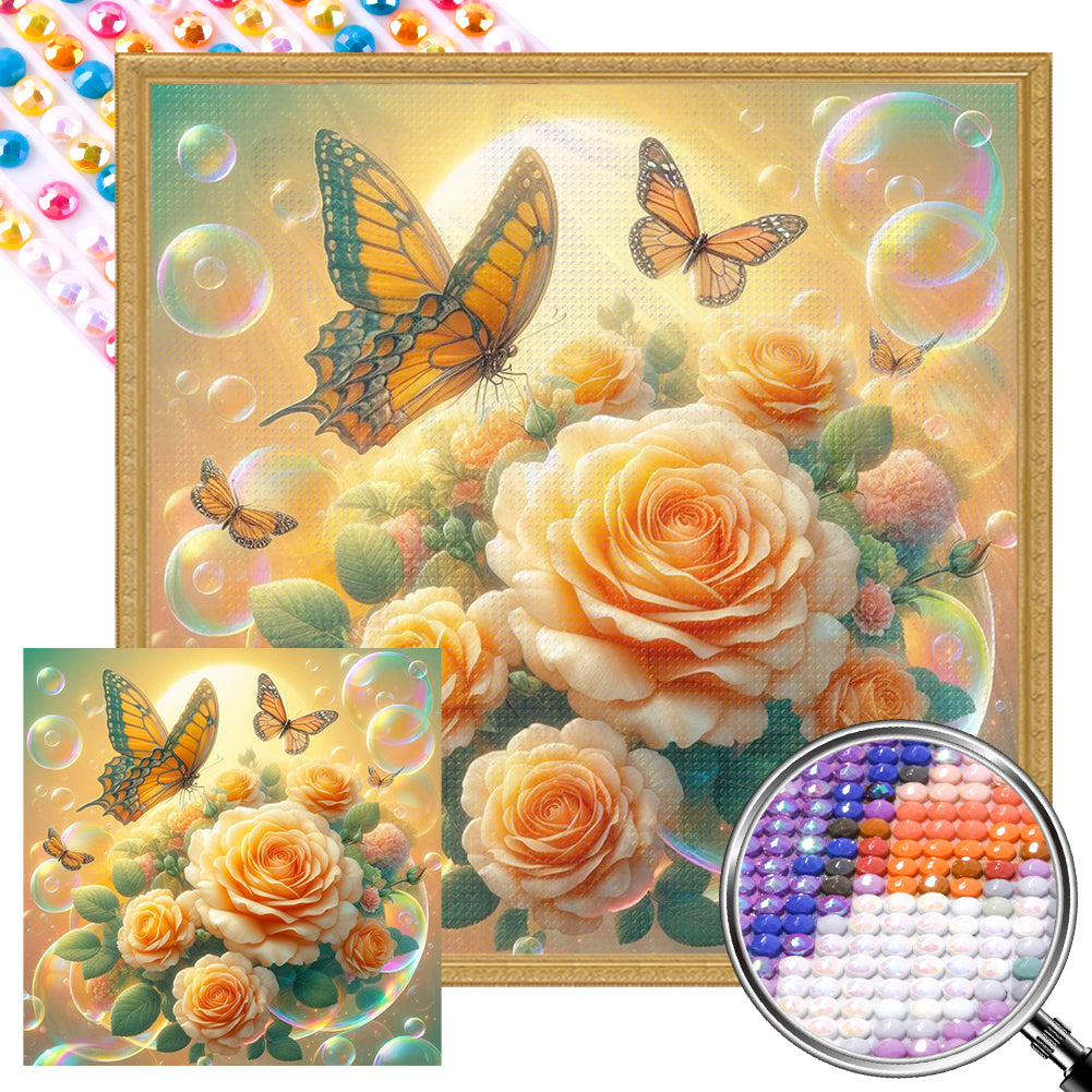 AB Diamond Painting - Full Round - rose butterfly (40*40CM)