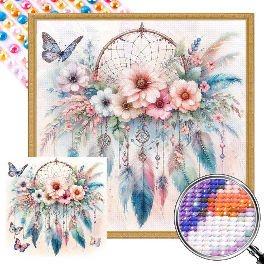AB Diamond Painting - Full Round - dreamcatcher butterfly (40*40CM)