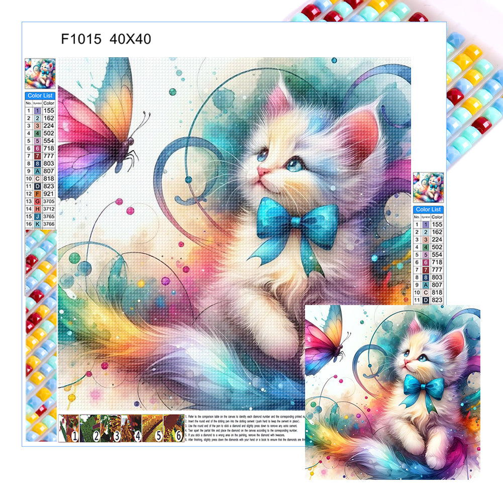 Diamond Painting - Full Square - butterfly white cat (40*40CM)