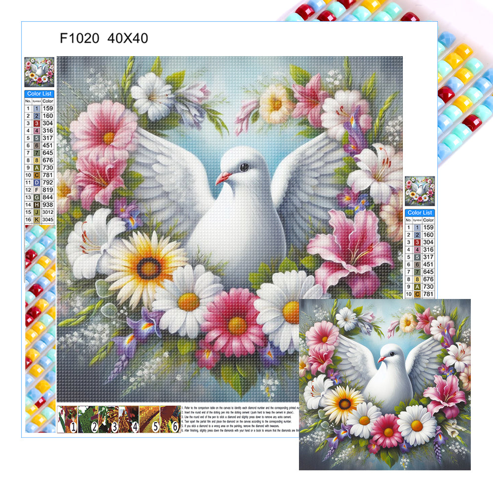 Diamond Painting - Full Square - wreath white dove (40*40CM)
