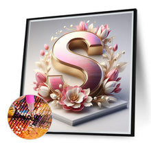 Load image into Gallery viewer, Diamond Painting - Full Round - pink flower letters (40*40CM)
