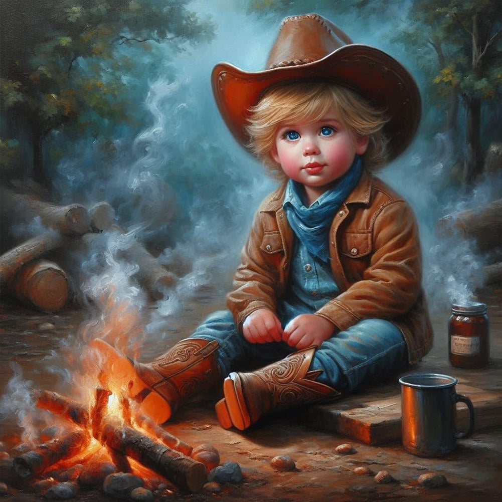 Diamond Painting - Full Round - cowboy kid (30*30CM)