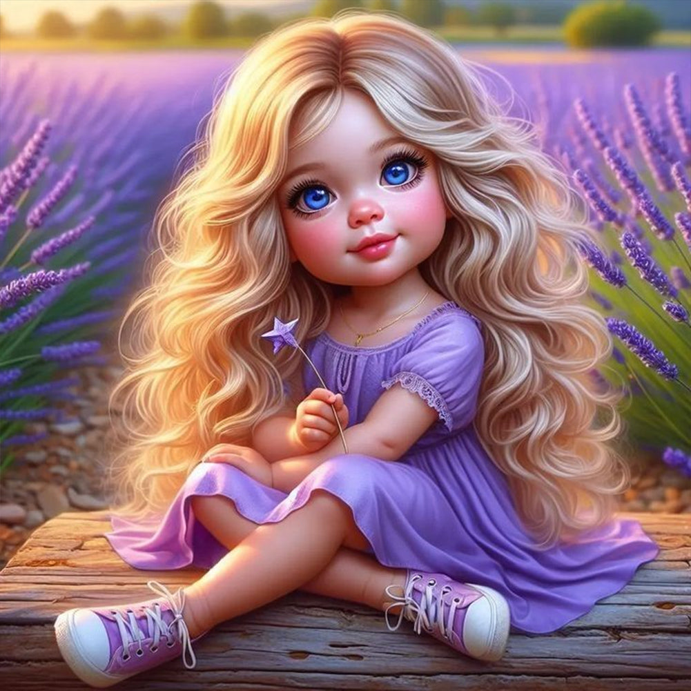 Diamond Painting - Full Round - curly hair kid (30*30CM)